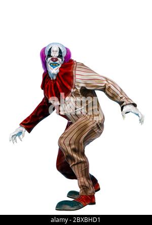 clown sta cercando voi. Questo jolly nel tracciato di ritaglio è molto utile per le vostre creazioni di disegno grafico di Halloween, illustrazione 3d Foto Stock