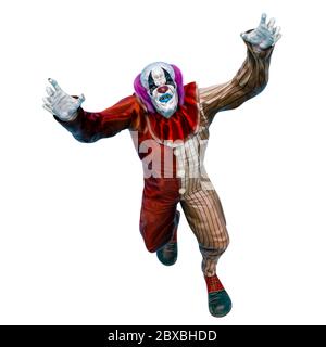 clown sta saltando. Questo jolly nel tracciato di ritaglio è molto utile per le vostre creazioni di disegno grafico di Halloween, illustrazione 3d Foto Stock