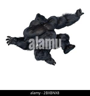 super gorilla saltando albero. Questa bestia gigante nel tracciato di ritaglio è molto utile per le creazioni di progettazione grafica, illustrazione 3d Foto Stock