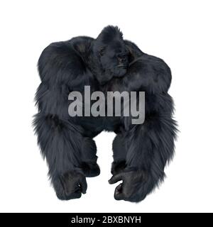 super gorilla al minimo. Questa bestia gigante nel tracciato di ritaglio è molto utile per le creazioni di progettazione grafica, illustrazione 3d Foto Stock