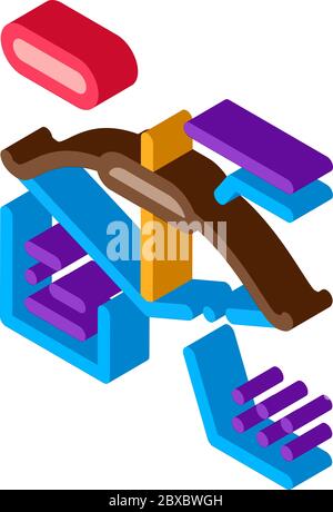 Illustrazione vettoriale delle icone isometriche caratteristiche di arco e freccia Illustrazione Vettoriale