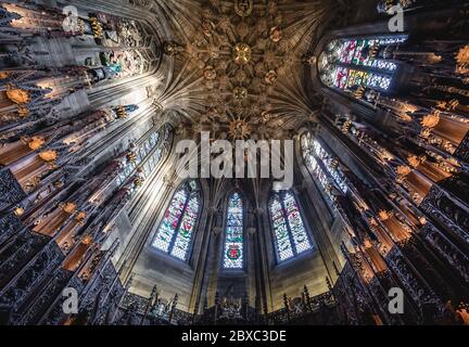 Thistle Chapel nella Cattedrale di St Giles, chiamata anche High Kirk di Edimburgo, la capitale della Scozia, parte del Regno Unito Foto Stock