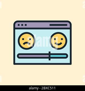 Valutazione. Illustrazione del concetto di marketing digitale, banner stile lineare dal design piatto. Utilizzo per newsletter via e-mail, intestazioni, post di blog, stampa e altro ancora. Illustrazione Vettoriale