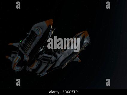 super alien astronave fuori spazio. Questa nave in clipping percorso metterà un po 'di divertimento per le tue creazioni, illustrazione 3d Foto Stock