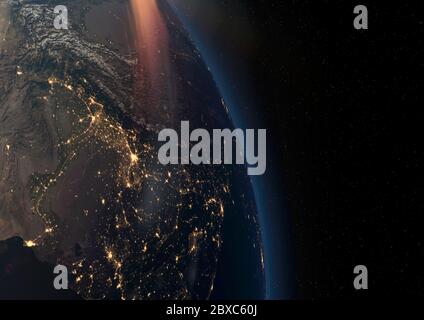 astronave super aliena. Questa nave in clipping percorso metterà un po 'di divertimento per le tue creazioni, illustrazione 3d Foto Stock