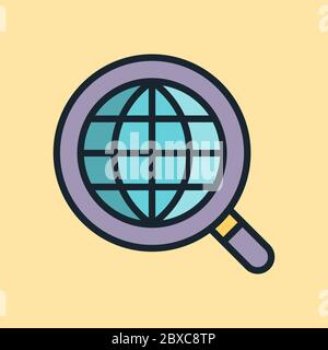 Ricerca di mercato. Illustrazione del concetto di marketing digitale, banner stile lineare dal design piatto. Utilizzo per newsletter via e-mail, intestazioni, post di blog, stampa Illustrazione Vettoriale