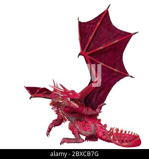 drago di cristallo su sfondo bianco. Questa lucertola nel tracciato di ritaglio è molto utile per le creazioni di design grafico, l'illustrazione 3d Foto Stock