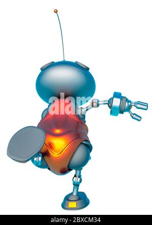 mini bot in un bacground bianco. Questo robot nel tracciato di ritaglio è molto utile per le creazioni di design grafico, l'illustrazione 3d Foto Stock
