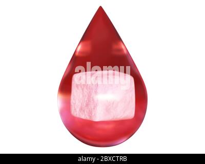 Alto livello di zucchero nel sangue, icona del diabete su sfondo bianco. elemento di progettazione 3d per sito web, articoli. illustrazione 3d Foto Stock