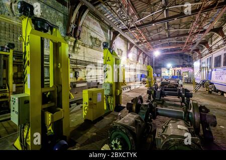 Mosca, Russia - 15 aprile 2018: Deposito della metropolitana Krasnaya presnya interno Foto Stock