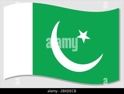 Flag di ondulazione del grafico vettoriale Pakistan. Sventolare la bandiera pakistana. Pakistan bandiera di paese wavin nel vento è un simbolo di libertà e depen Illustrazione Vettoriale