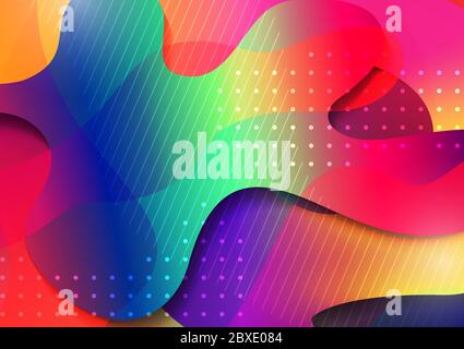 Multicolore, sfondo geometrico scuro e colorato. Composizione delle forme dei fluidi Illustrazione Vettoriale