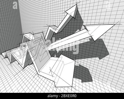 tre frecce geometriche in rapida crescita nel diagramma aziendale astratto con grafico in background Illustrazione Vettoriale