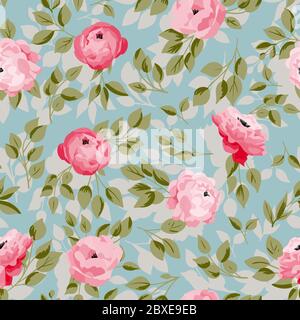 Peonie retrò, grande design per qualsiasi motivo di sfondo purposes.Seamless. Illustrazione Vettoriale