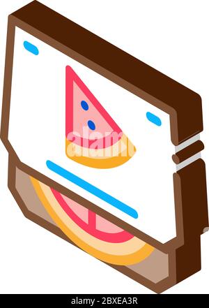 illustrazione vettoriale dell'icona isometrica della pizza box Illustrazione Vettoriale