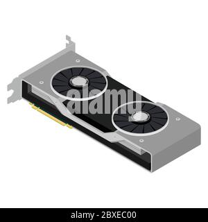 Moderna scheda grafica isometrica isolata su sfondo bianco. Giochi. Vettore Illustrazione Vettoriale