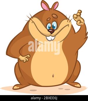 Carino cartoon groundhog. Illustrazione vettoriale per il giorno della Groundhog Illustrazione Vettoriale