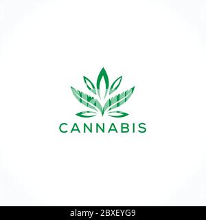 foglie verdi salutari di erbe cbd olio logo Illustrazione Vettoriale