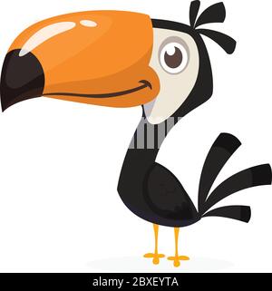 Cartone animato Toucan. Icona vettoriale dell'uccello toucan. Esotica illustrazione di uccelli colorati Illustrazione Vettoriale