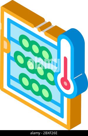 immagine vettoriale della temperatura in cantina con icona isometrica Illustrazione Vettoriale