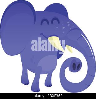 Bel cartone animato elefante isolato. Illustrazione vettoriale Illustrazione Vettoriale