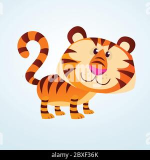 Divertente illustrazione vettoriale della tigre cartoon Illustrazione Vettoriale