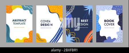 Set bundle di disegni di copertina astratti per report annuale, opuscoli, volantini, presentazioni, opuscolo, rivista. Vettore di disegno modello di copertina con creativ Illustrazione Vettoriale