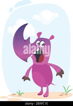 Carino cartone animato Rhino. Mascotte di illustrazione del vettore Illustrazione Vettoriale