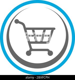 Cestino, borsa, icona del logo del negozio online Illustrazione Vettoriale