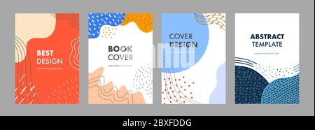 Set bundle di disegni di copertina astratti per report annuale, opuscoli, volantini, presentazioni, opuscolo, rivista. Vettore di disegno modello di copertina con creativ Illustrazione Vettoriale