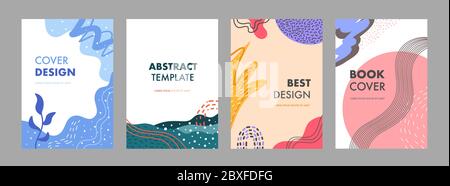 Set bundle di disegni di copertina astratti per report annuale, opuscoli, volantini, presentazioni, opuscolo, rivista. Vettore di disegno modello di copertina con creativ Illustrazione Vettoriale