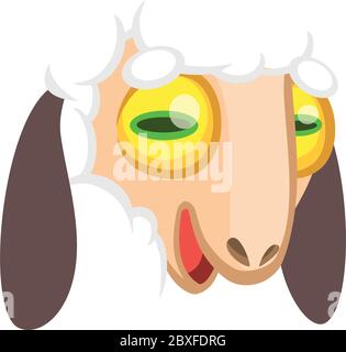 Cartone animato pecora faccia. Illustrazione vettoriale di una testa di agnello Illustrazione Vettoriale