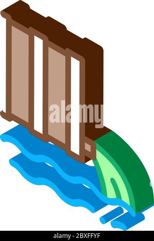 versamento di sostanze nocive nell'acqua immagine vettoriale con icone isometriche Illustrazione Vettoriale
