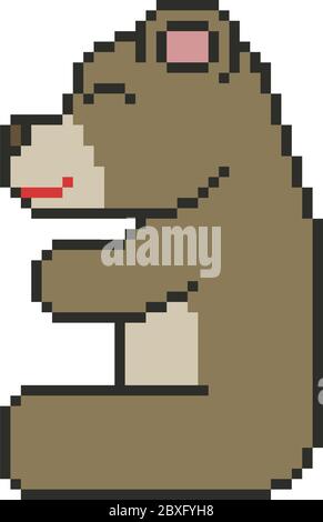 vettore pixel art bear sit Illustrazione Vettoriale