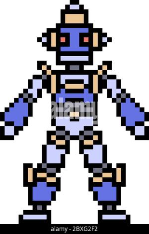 robot vettoriale pixel art Illustrazione Vettoriale