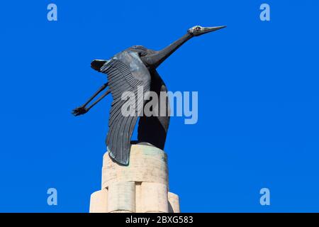 Monumento commemorativo al combattente francese della prima guerra mondiale e al capitano dell'eroe nazionale Georges Guynemer (1894-1917) a Langemark-Poelkapelle, Belgio Foto Stock