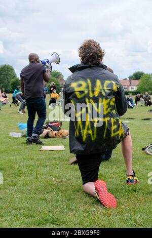 Lordship Lane Recreation Ground, Tottenham, Londra, Regno Unito. 7 giugno 2020. BLM, Black Lives Matter, un incontro in Lordship Recreation Ground per ricordare George Floyd. Credit: Matthew Chpicle/Alamy Live News Foto Stock