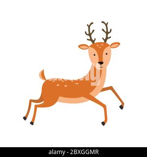 Carino cartoon vettore di capriolo illustrazione su sfondo bianco Illustrazione Vettoriale