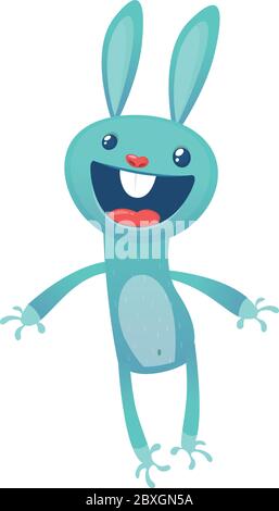 Happy bunny cartone animato isolato su sfondo bianco Illustrazione Vettoriale