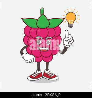 Un'illustrazione del carattere mascotte cartoon di frutta di lamponi ottenga un'idea Illustrazione Vettoriale