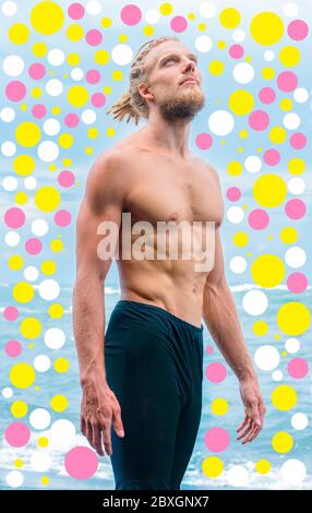 Un ritratto combinato con la grafica digitale Foto Stock