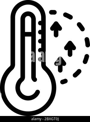 Icona aumento della temperatura, stile contorno Illustrazione Vettoriale