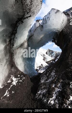 Ghiacciaio di Solheimjokull, Route 1, South Coast, Ring Road, Islanda Foto Stock