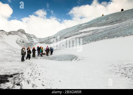 Ghiacciaio di Solheimjokull, Route 1, South Coast, Ring Road, Islanda Foto Stock