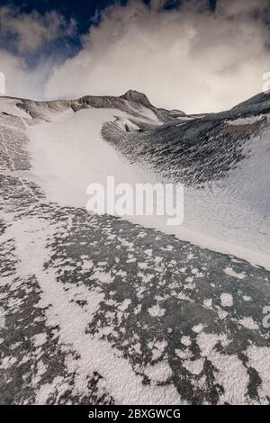 Ghiacciaio di Solheimjokull, Route 1, South Coast, Ring Road, Islanda Foto Stock