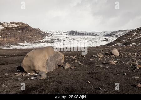 Ghiacciaio di Solheimjokull, Route 1, South Coast, Ring Road, Islanda Foto Stock