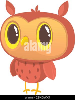 Buon gufo di cartoni animati. Carattere vettoriale Illustrazione Vettoriale