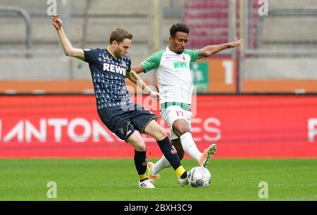 Augusta, Germania. Primo Augsburg, Germania, 7 giugno 2020, Benno SCHMITZ, 1.FCK 2 contro Noah SARENREN BAZEE, FCA 17 FC AUGSBURG - 1.FC KOELN Koln, 07.06.2020 1.Bundesliga, stagione 2019/2020, 30.matchday, Koln Peter Schatz/Pool/primo | Use news/Alamy Live News 2020 Foto Stock