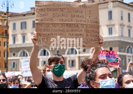 Black Lives Matter, dimostrazione in memoria di George Floyd contro il razzismo. Foto Stock