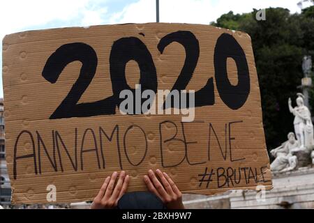 Roma, Italia. 07 giugno 2020. Roma, Piazza del Popolo, manifestazione del movimento della materia nera vita Credit: SPP Sport Press Photo. /Alamy Live News Foto Stock